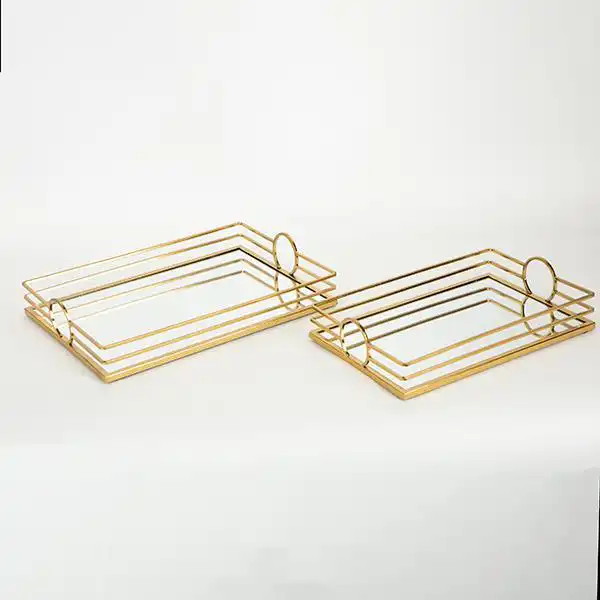 S/2 ΔΙΣΚΟΣ ΜΕΤΑΛΛΙΚΟΣ ΜΕ ΚΑΘΡΕΦΤΗ ΧΡΥΣΟΣ 35x25x6.5cm / 30.5×20.5×6.5cm