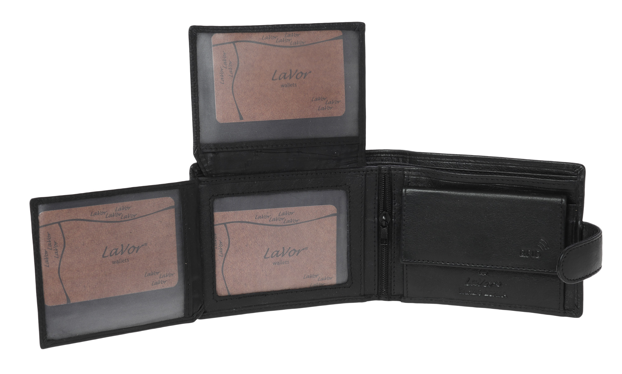 LaVor 1-3653 Ανδρικό Δερμάτινο Πορτοφόλι με RFID Μαύρο