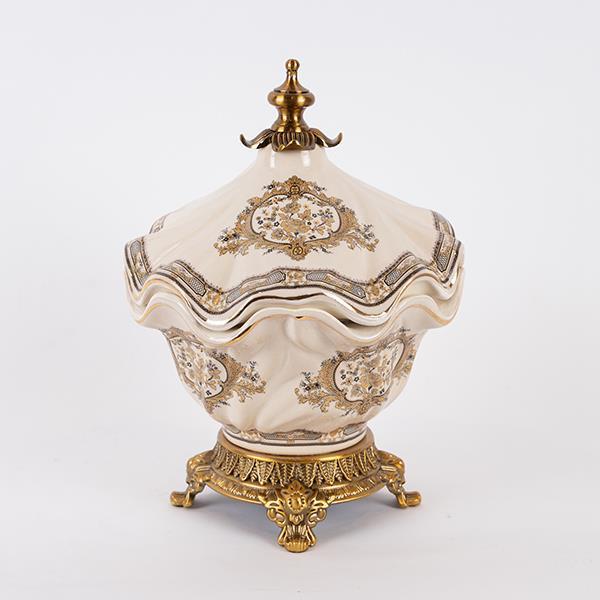 ΦΟΝΤΑΝΙΕΡΑ ΠΟΡΣΕΛΑΝΙΝΗ ΛΕΥΚΗ – ΧΡΥΣΗ 21x21x28cm