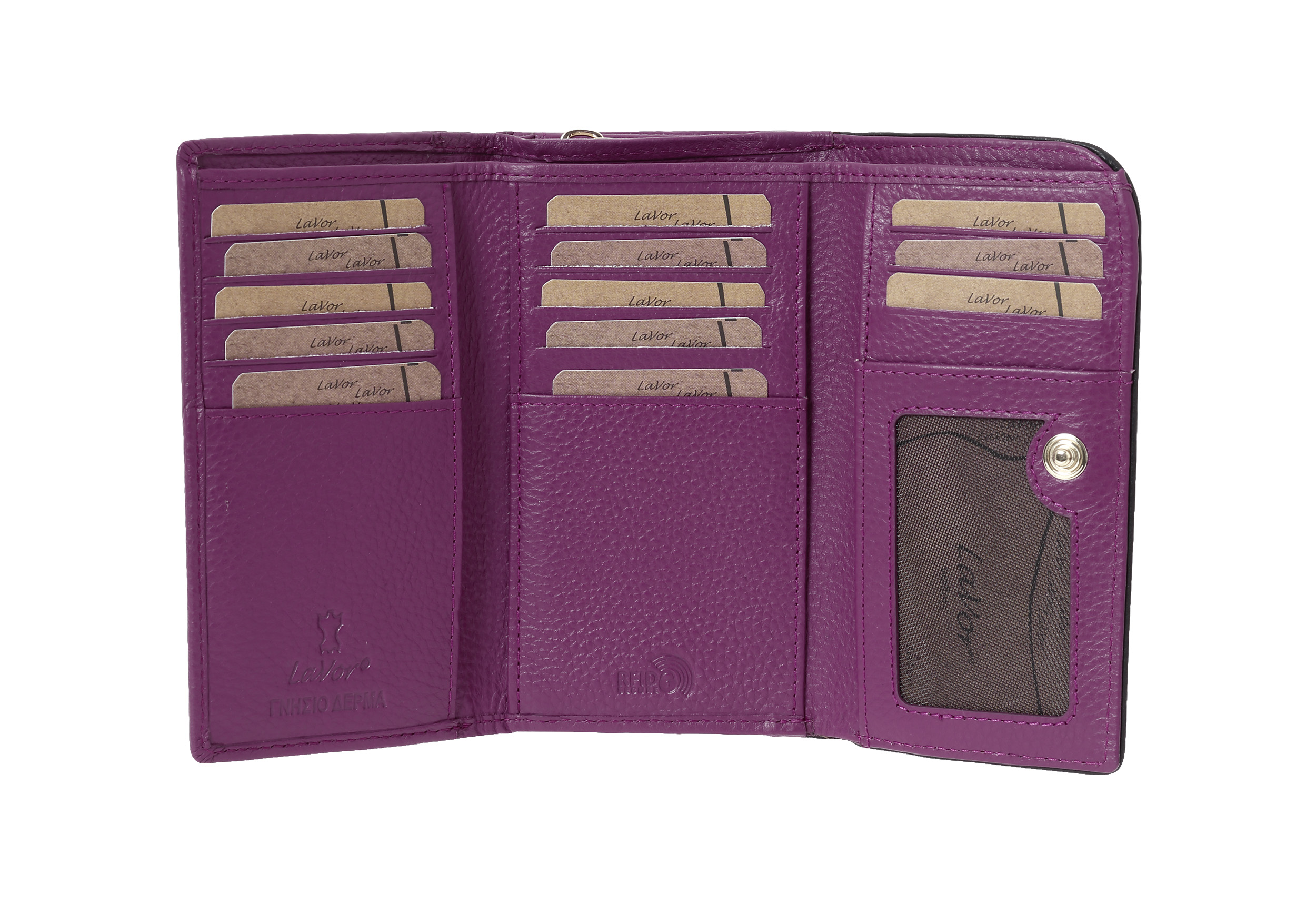 Γυναικείο Δερμάτινο Πορτοφόλι Lavor 6076 μωβ Γυναικείο Δερμάτινο Πορτοφόλι Lavor 6076 μωβ