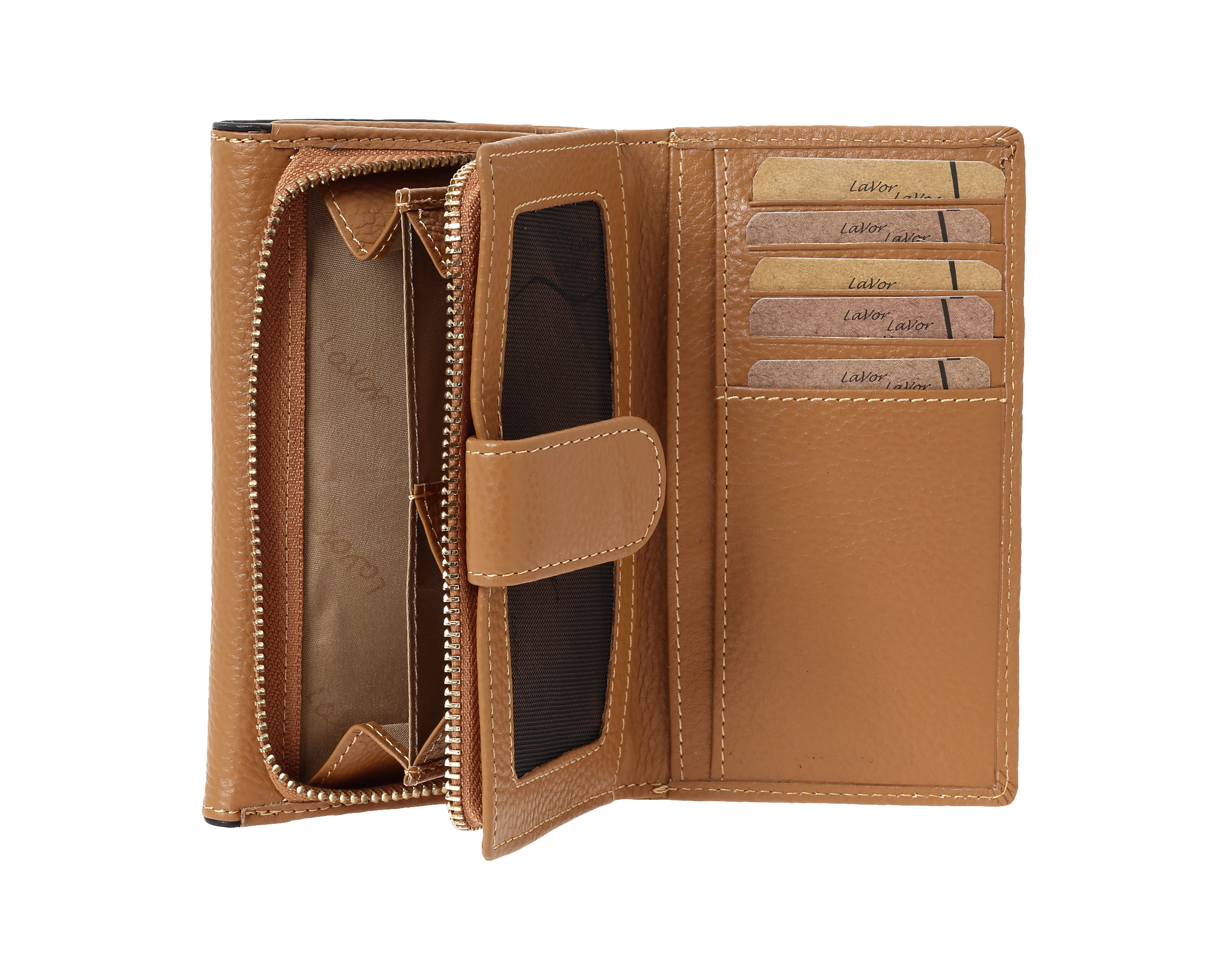 Γυναικείο Δερμάτινο Πορτοφόλι Lavor 6076 ταμπά