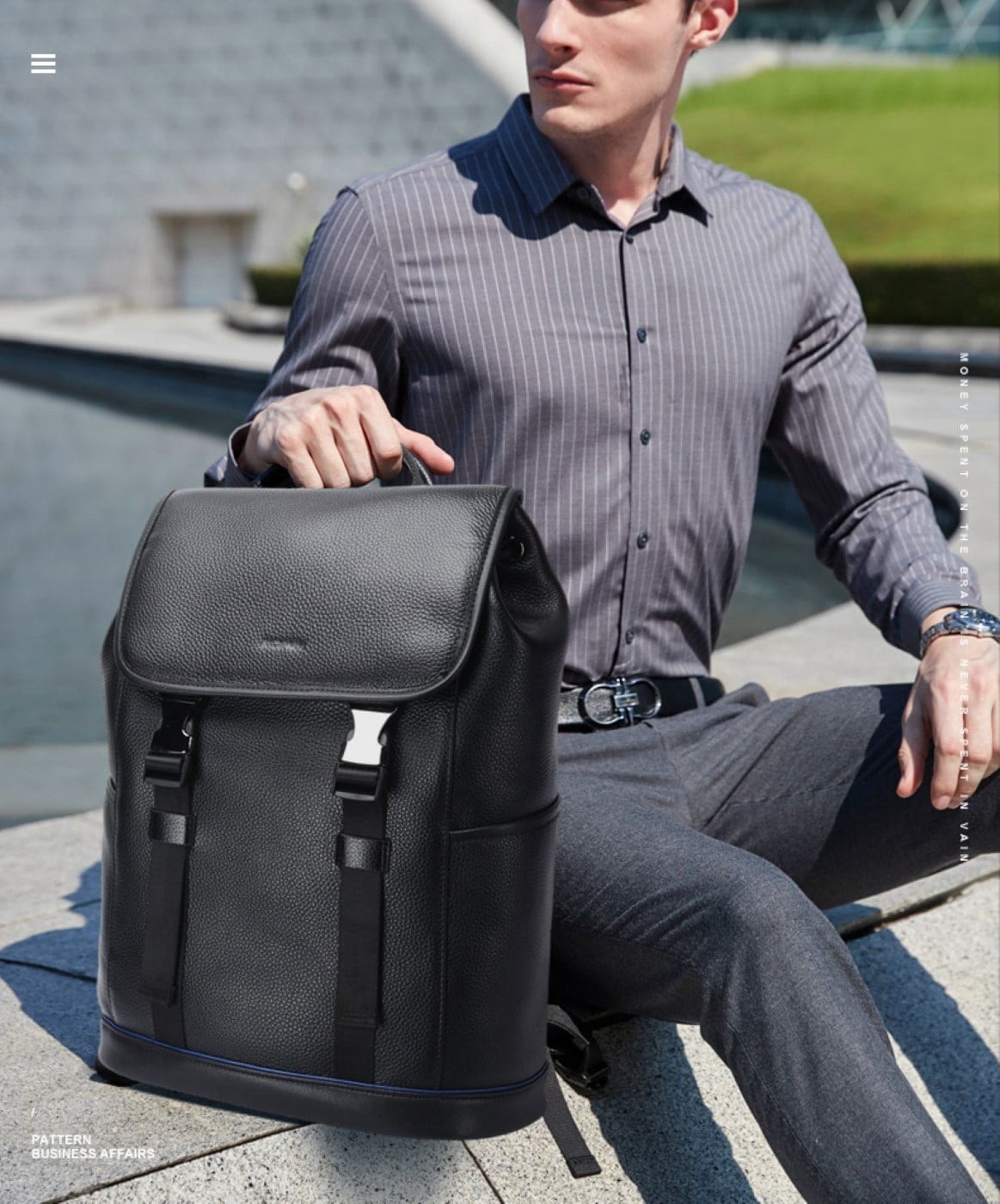 Δερμάτινο Σακίδιο πλάτης Αντικλεπτικό 24L Laptop 15,6” Bopai 61-123391 μαύρο