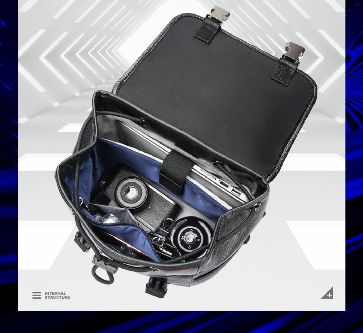 Δερμάτινο Σακίδιο πλάτης Αντικλεπτικό 24L Laptop 15,6” Bopai 61-123391 μαύρο