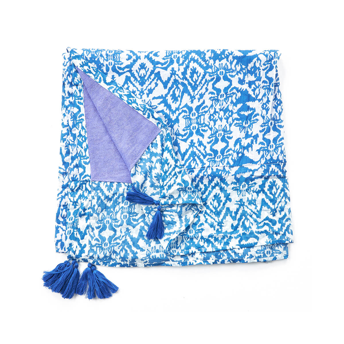 Verde Γυναικεία Πετσέτα Θαλάσσης Παρεο 61-0025 Βαμβακερή Μπλε