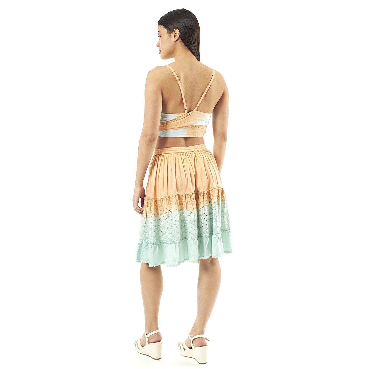 Verde Γυναικείο Σετ Φουστα-Κροπ Τοπ 62-0001 Ρεγιόν Ινδίας ΑνοιχτόΠράσινο