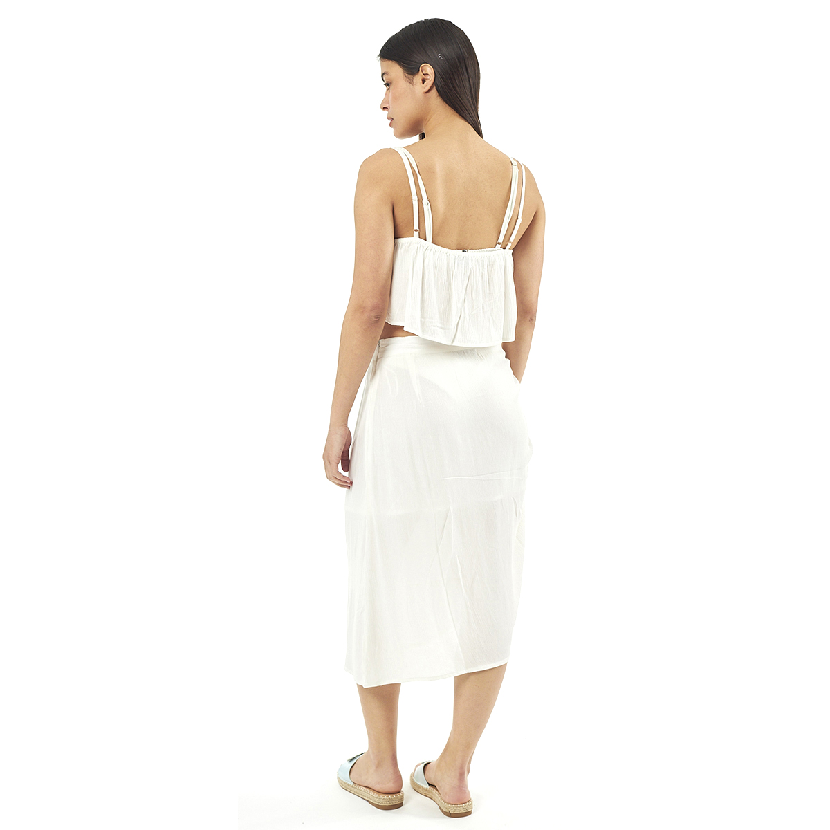 Verde Γυναικείο Σετ Φουστα-Κροπ Τοπ 62-0002 Viscoce Ινδίας Εκρού