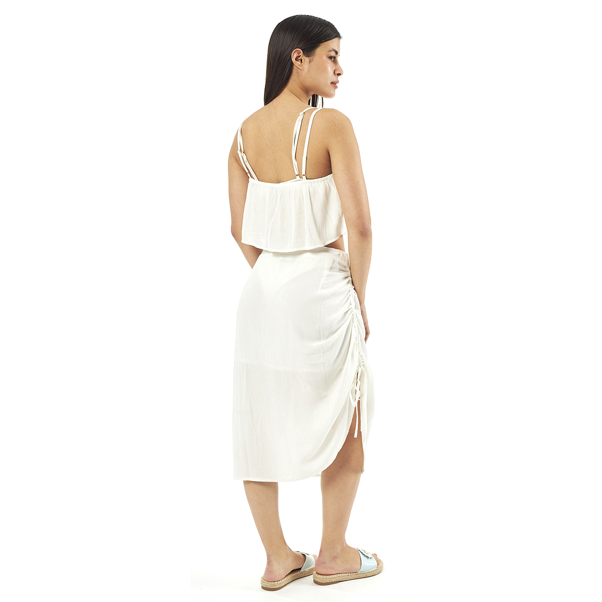 Verde Γυναικείο Σετ Φουστα-Κροπ Τοπ 62-0002 Viscoce Ινδίας Εκρού