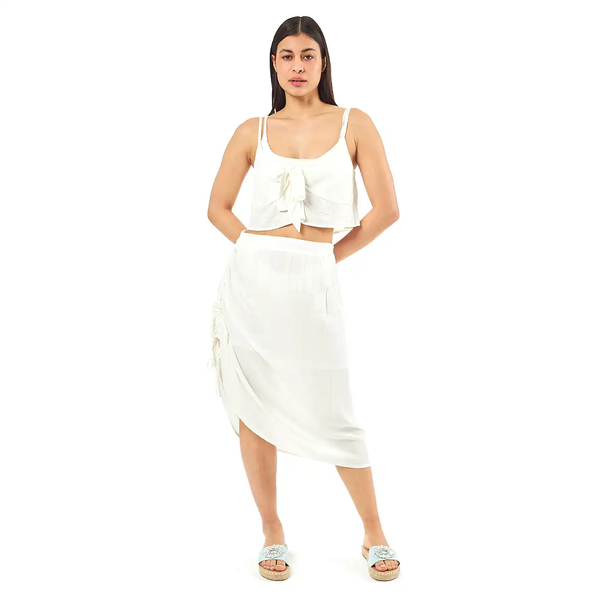 Verde Γυναικείο Σετ Φουστα-Κροπ Τοπ 62-0002 Viscoce Ινδίας Εκρού Verde Γυναικείο Σετ Φουστα-Κροπ Τοπ 62-0002 Viscoce Ινδίας Εκρού