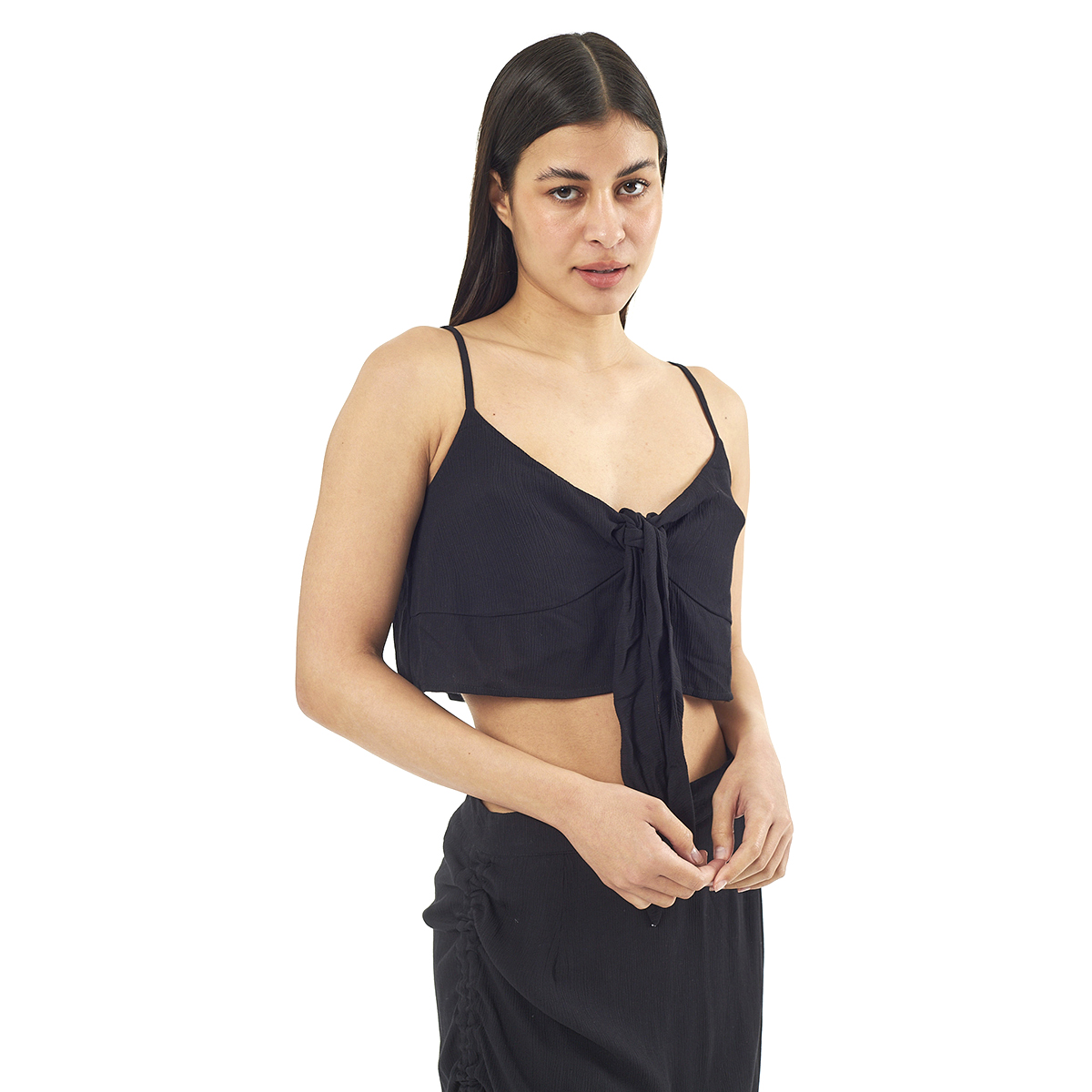 Verde Γυναικείο Σετ Φουστα-Κροπ Τοπ 62-0002 Viscoce Ινδίας Μαύρο