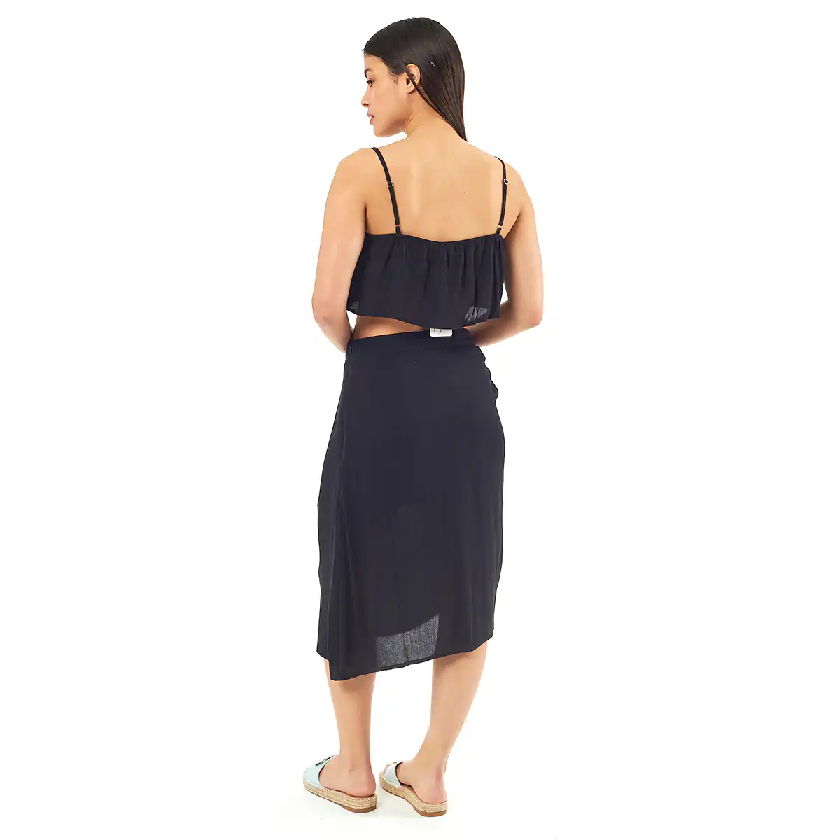 Verde Γυναικείο Σετ Φουστα-Κροπ Τοπ 62-0002 Viscoce Ινδίας Μαύρο