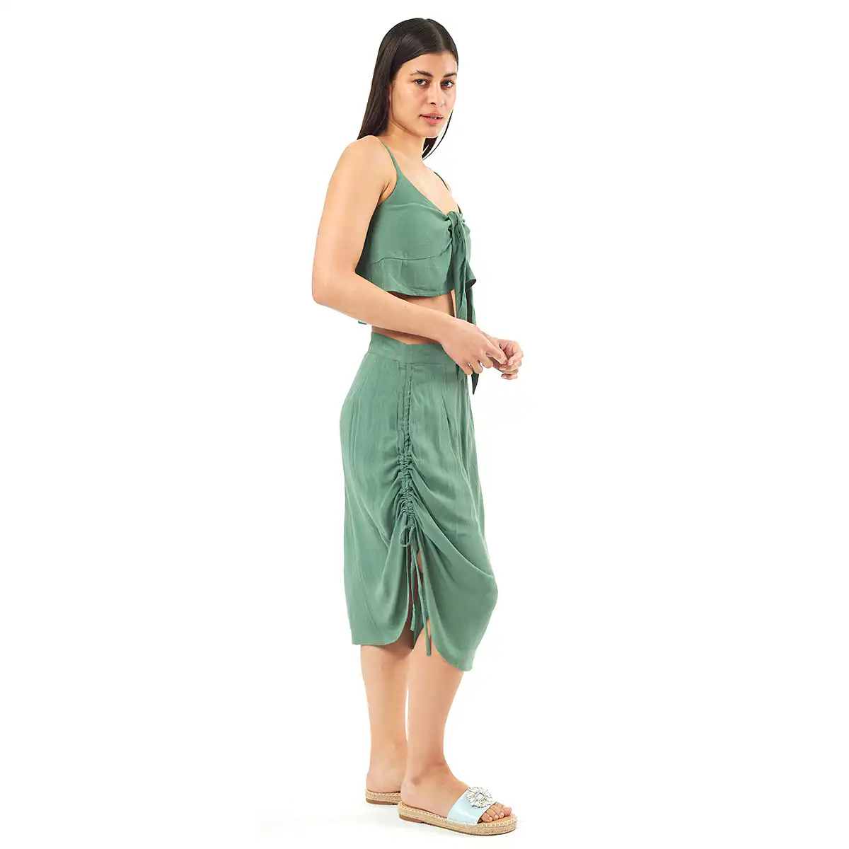 Verde Γυναικείο Σετ Φουστα-Κροπ Τοπ 62-0002 Viscoce Ινδίας Χακί Verde Γυναικείο Σετ Φουστα-Κροπ Τοπ 62-0002 Viscoce Ινδίας Χακί