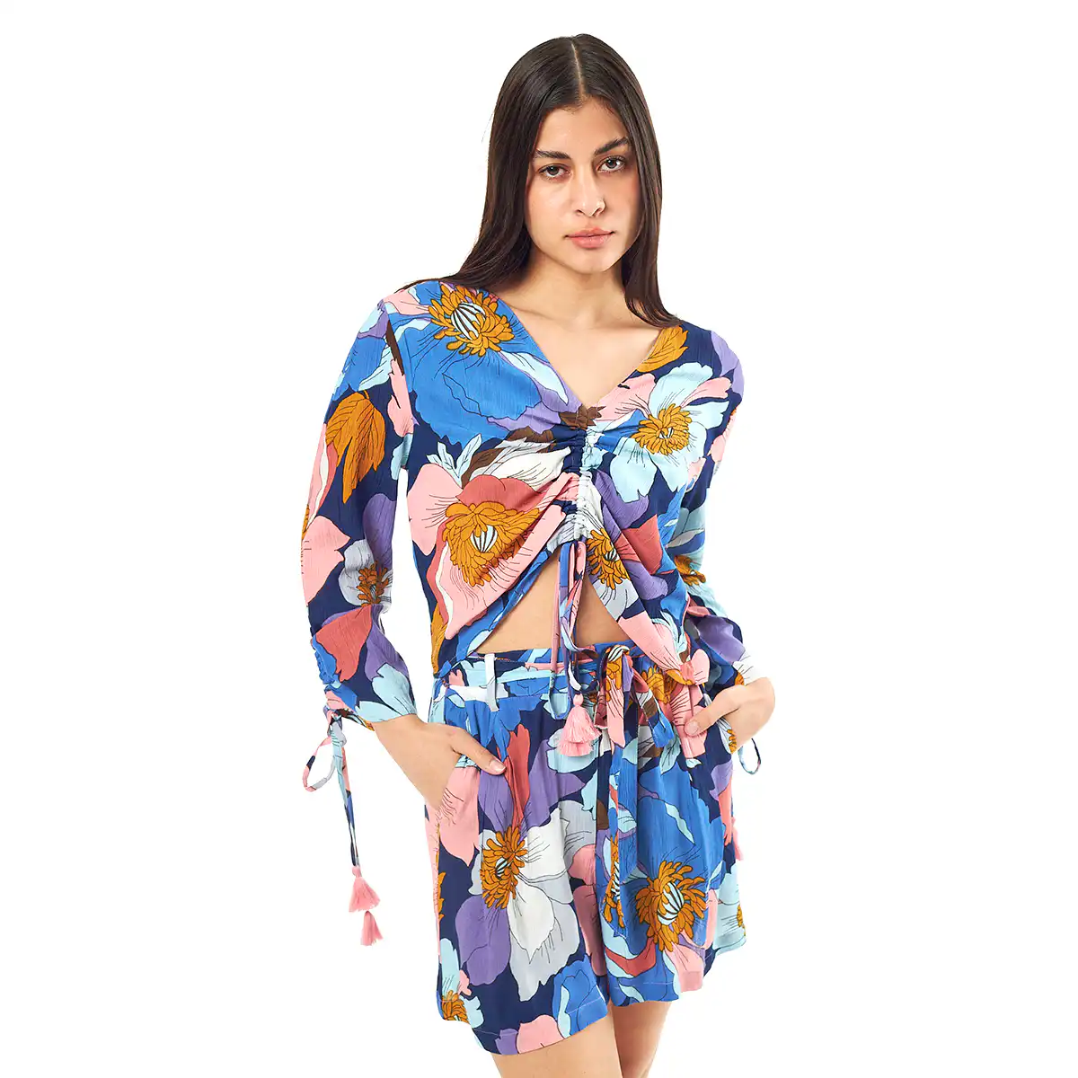 Verde Γυναικείο Σετ Φούστα-Μπλούζα 62-0003 Ρεγιόν Ινδίας Μπλέ Verde Γυναικείο Σετ Φούστα-Μπλούζα 62-0003 Ρεγιόν Ινδίας Μπλέ