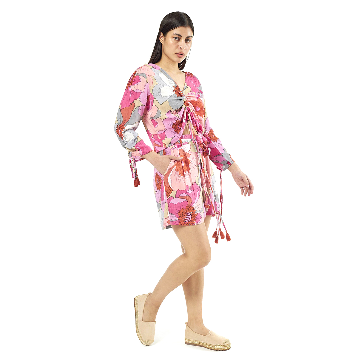 Verde Γυναικείο Σετ Φούστα-Μπλούζα 62-0003 Ρεγιόν Ινδίας Φούξια