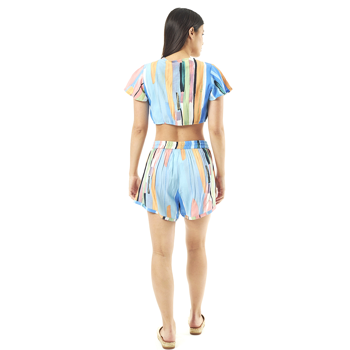 Verde Γυναικείο Σετ Φουστα-Κροπ Τοπ 62-0005 Viscoce Ινδίας Μπλέ