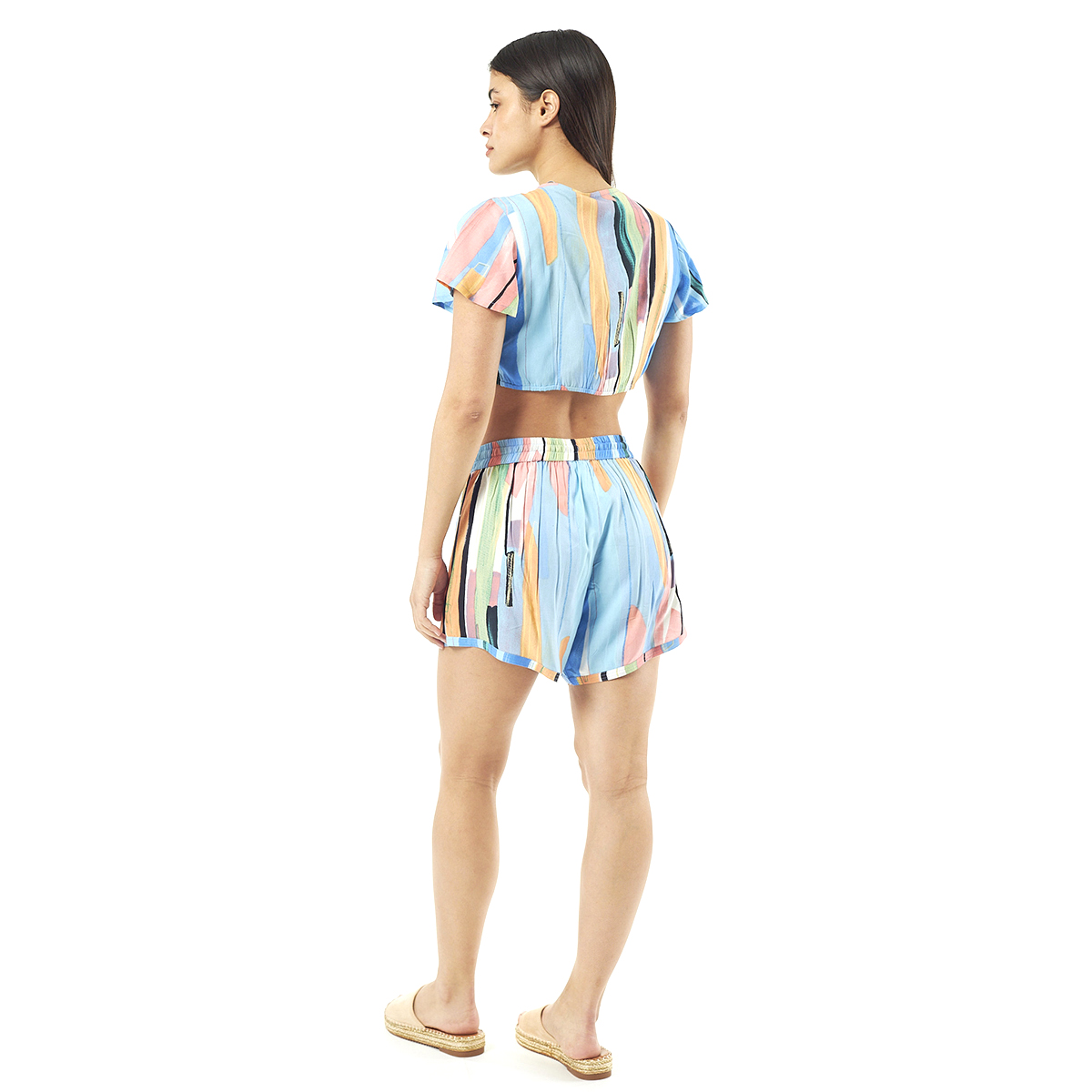 Verde Γυναικείο Σετ Φουστα-Κροπ Τοπ 62-0005 Viscoce Ινδίας Μπλέ