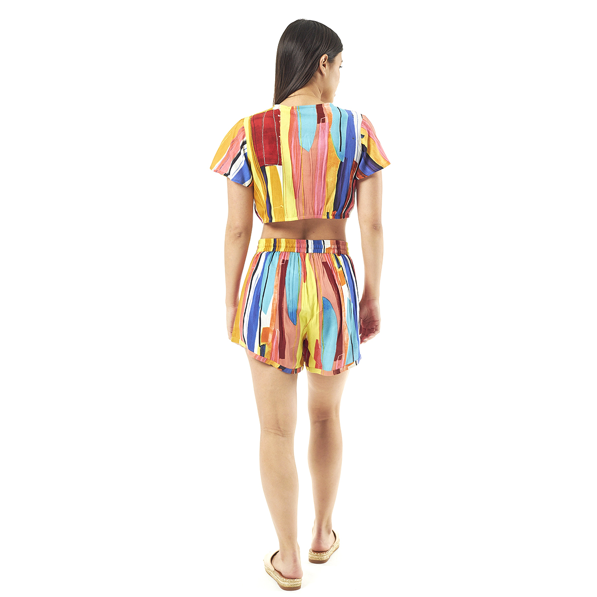 Verde Γυναικείο Σετ Φουστα-Κροπ Τοπ 62-0005 Viscoce Ινδίας Πολύχρωμο