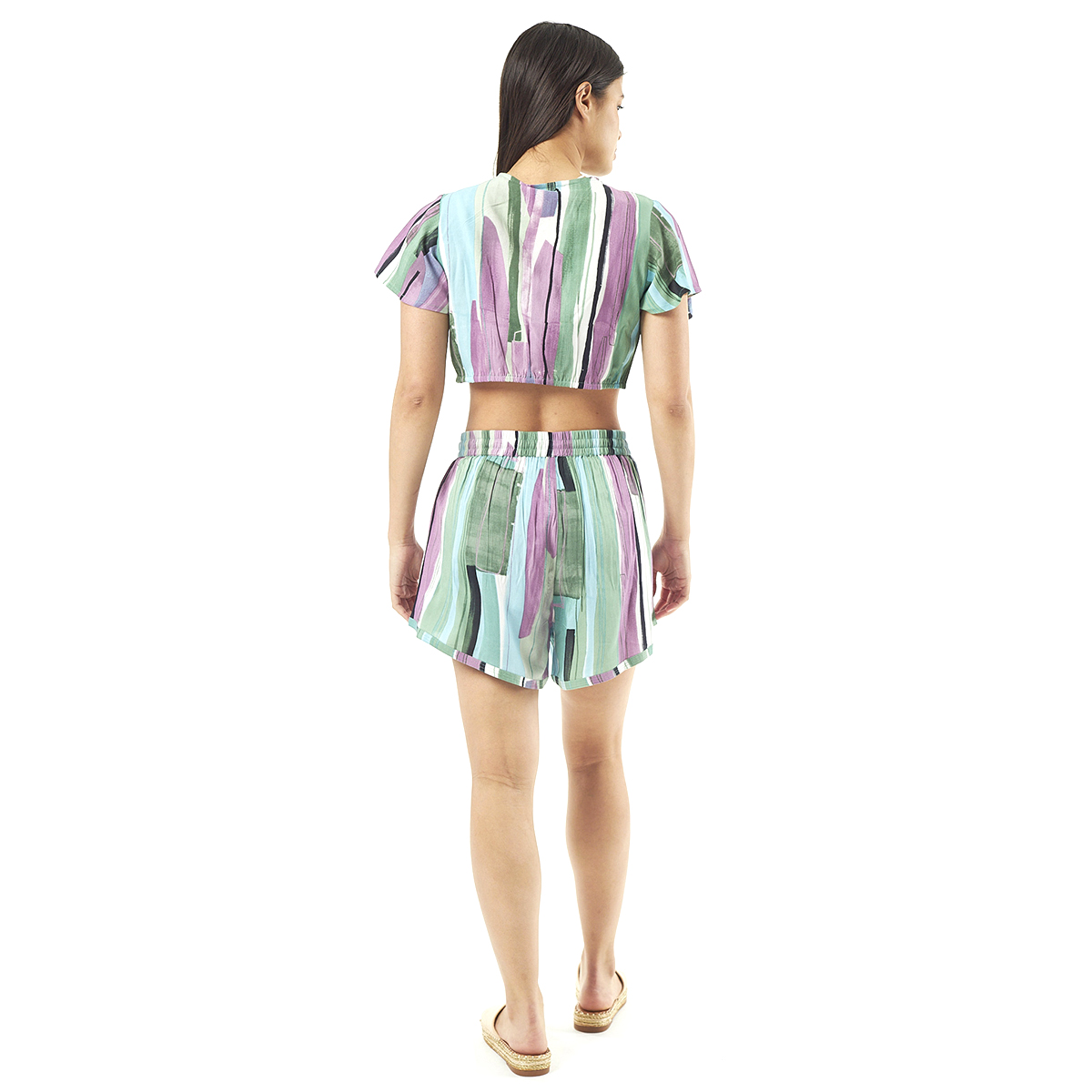 Verde Γυναικείο Σετ Φουστα-Κροπ Τοπ 62-0005 Viscoce Ινδίας Πράσινο