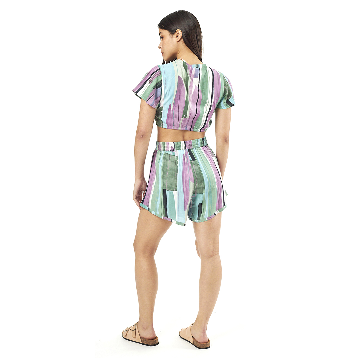 Verde Γυναικείο Σετ Φουστα-Κροπ Τοπ 62-0005 Viscoce Ινδίας Πράσινο