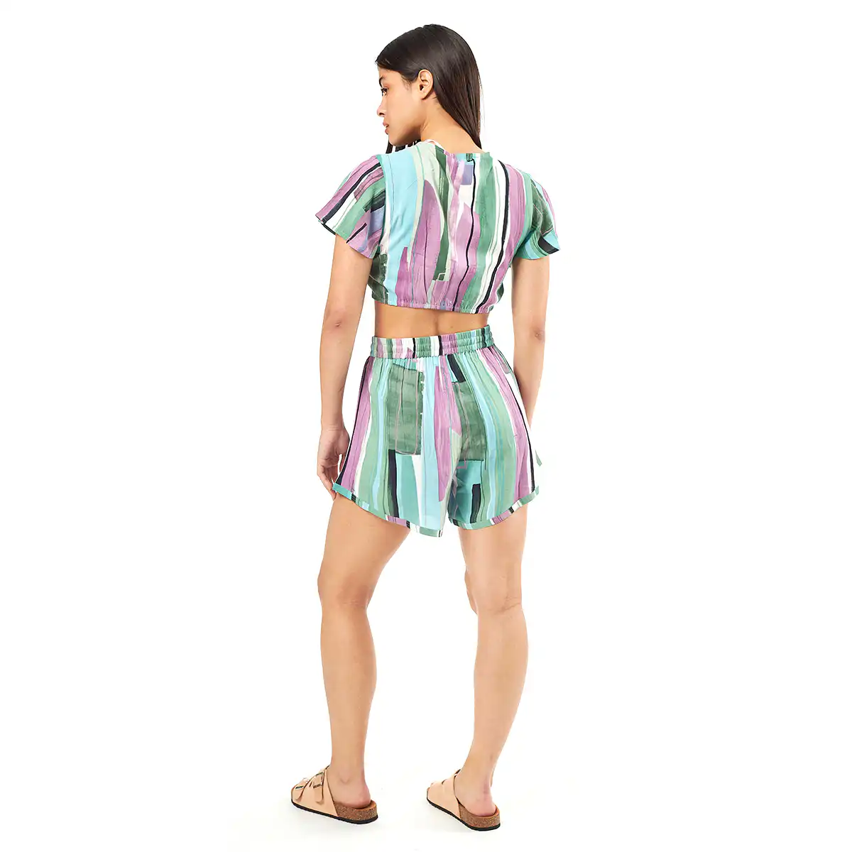 Verde Γυναικείο Σετ Φουστα-Κροπ Τοπ 62-0005 Viscoce Ινδίας Πράσινο