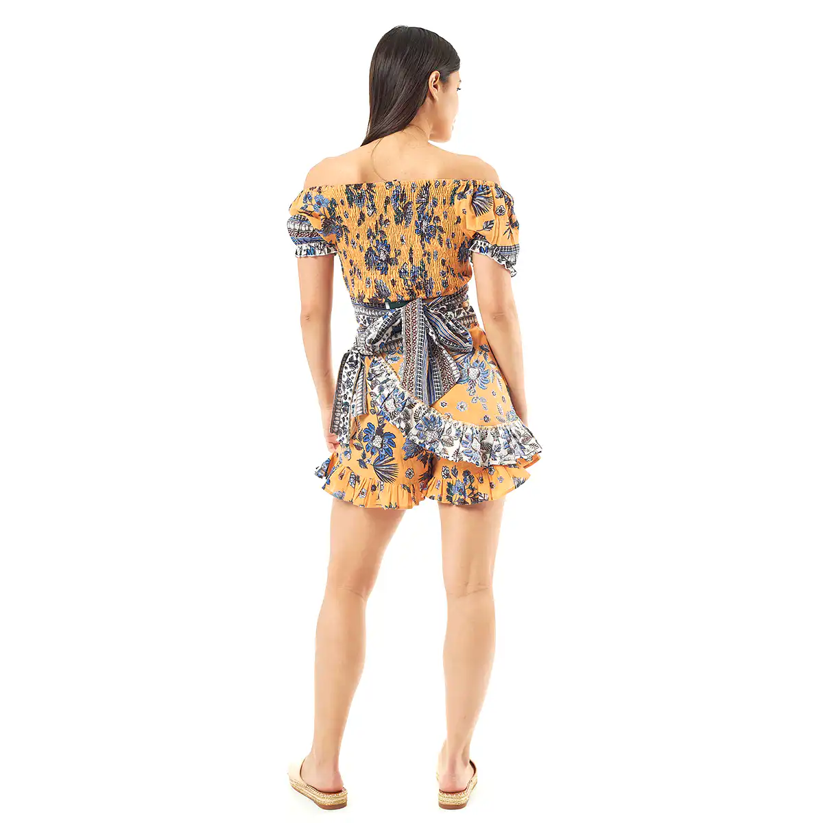 Verde Γυναικείο Σετ Φουστα-Κροπ Τοπ 62-0006 Cotton Ινδίας Πορτοκαλί