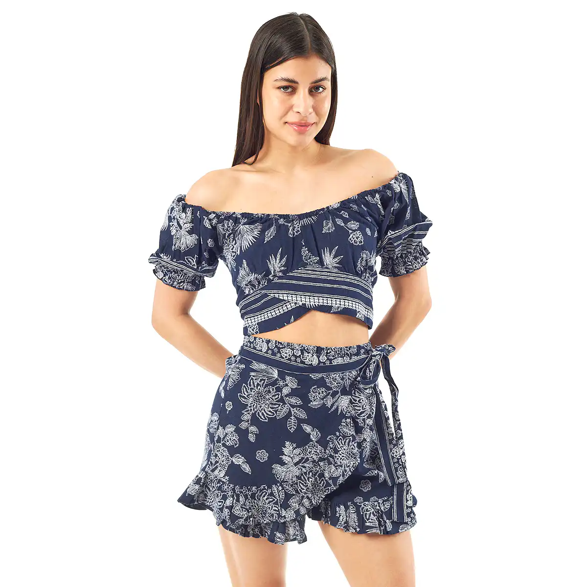 Verde Γυναικείο Σετ Φουστα-Κροπ Τοπ 62-0006 Cotton Ινδίας Σκούρο Μπλέ Verde Γυναικείο Σετ Φουστα-Κροπ Τοπ 62-0006 Cotton Ινδίας Σκούρο Μπλέ