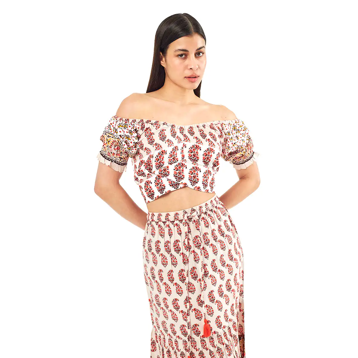 Verde Γυναικείο Σετ Φουστα-Κροπ Τοπ 62-0007 Viscoce Ινδίας Εκρού Verde Γυναικείο Σετ Φουστα-Κροπ Τοπ 62-0007 Viscoce Ινδίας Εκρού