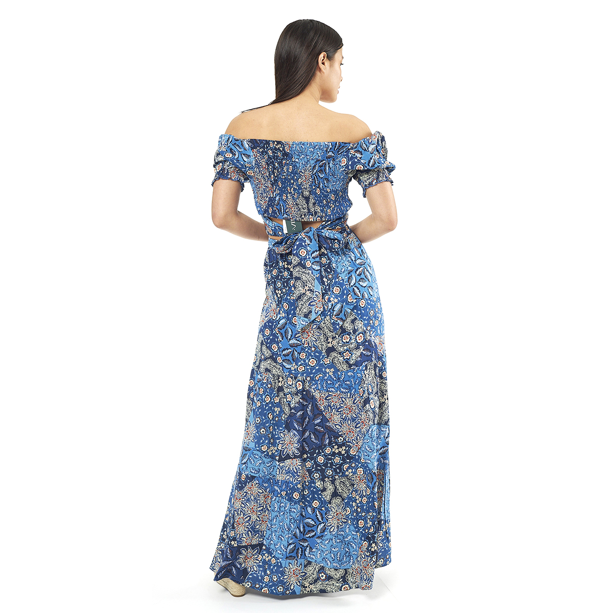 Verde Γυναικείο Σετ Φουστα-Κροπ Τοπ 62-0007 Viscoce Ινδίας Μπλέ