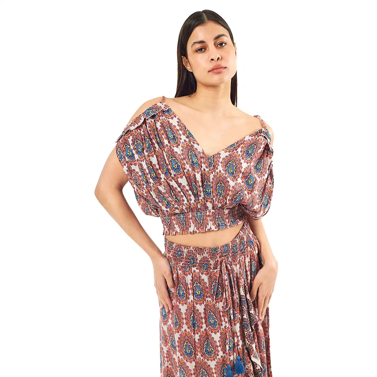 Verde Γυναικείο Σετ Φουστα-Κροπ Τοπ 62-0008 Viscoce Ινδίας Μπέζ Verde Γυναικείο Σετ Φουστα-Κροπ Τοπ 62-0008 Viscoce Ινδίας Μπέζ