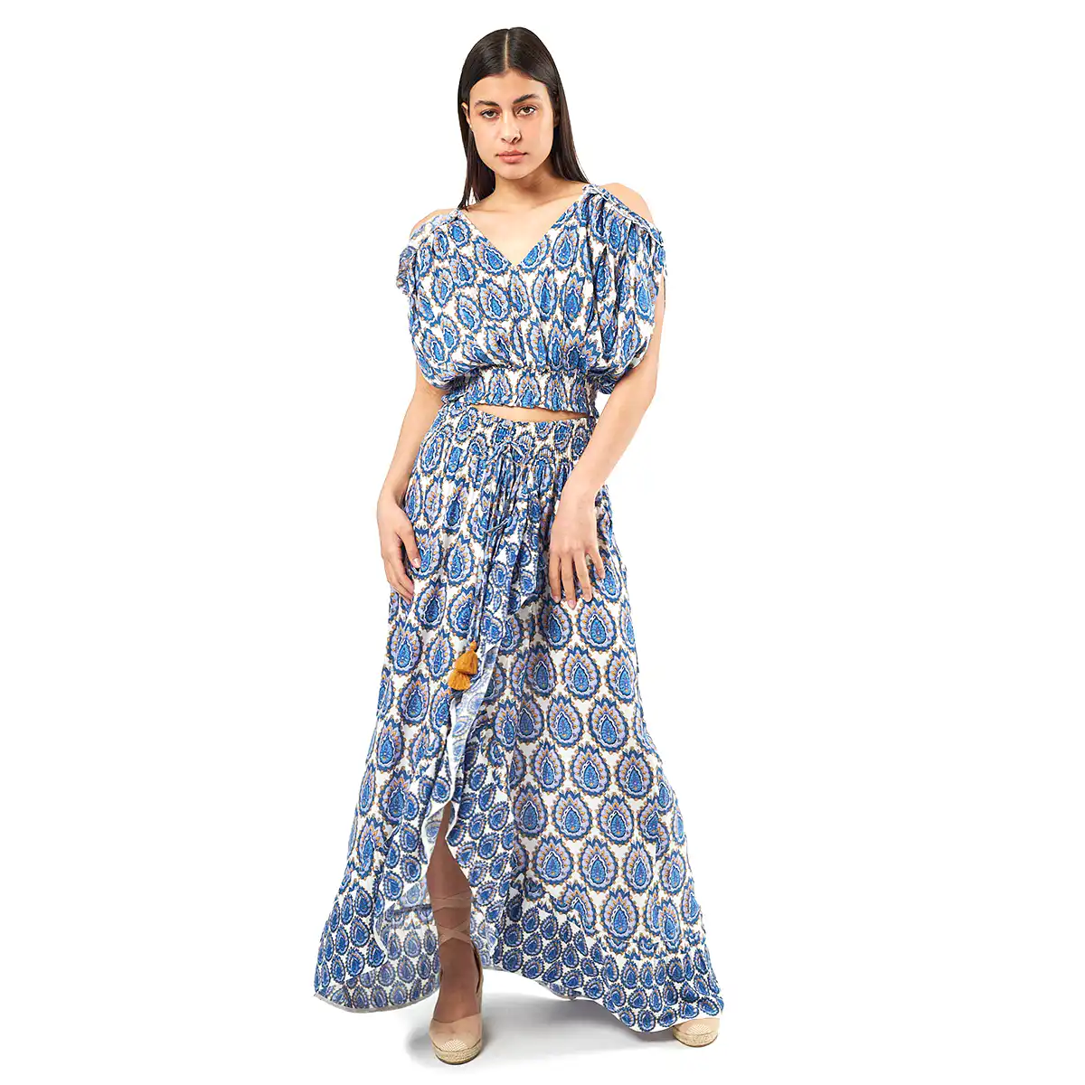 Verde Γυναικείο Σετ Φουστα-Κροπ Τοπ 62-0008 Viscoce Ινδίας Μπλέ Verde Γυναικείο Σετ Φουστα-Κροπ Τοπ 62-0008 Viscoce Ινδίας Μπλέ