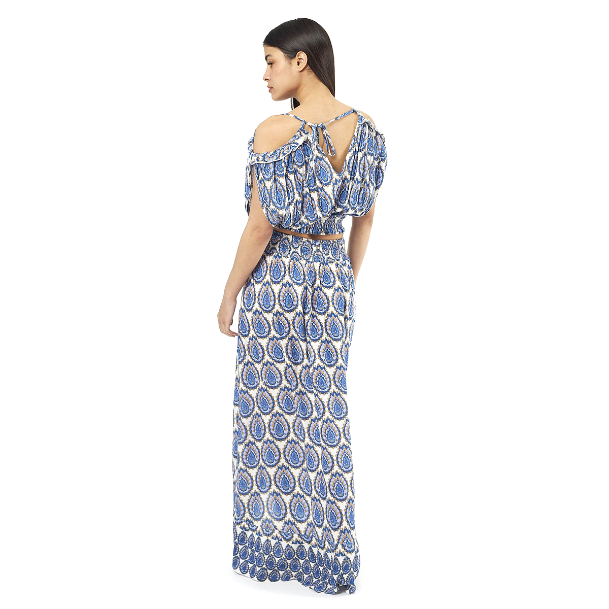 Verde Γυναικείο Σετ Φουστα-Κροπ Τοπ 62-0008 Viscoce Ινδίας Μπλέ