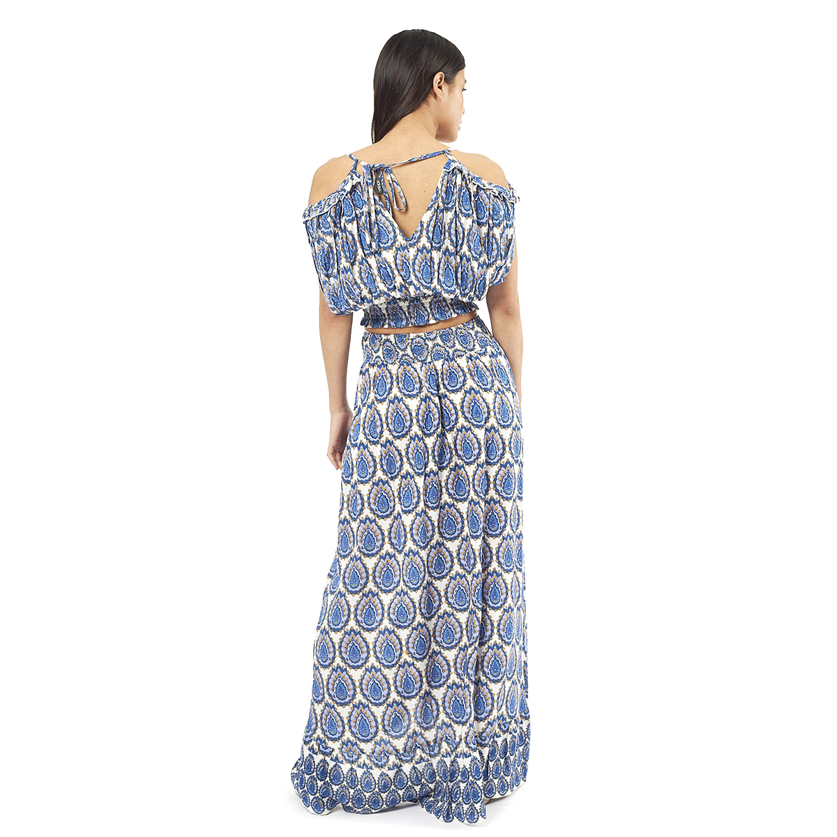 Verde Γυναικείο Σετ Φουστα-Κροπ Τοπ 62-0008 Viscoce Ινδίας Μπλέ