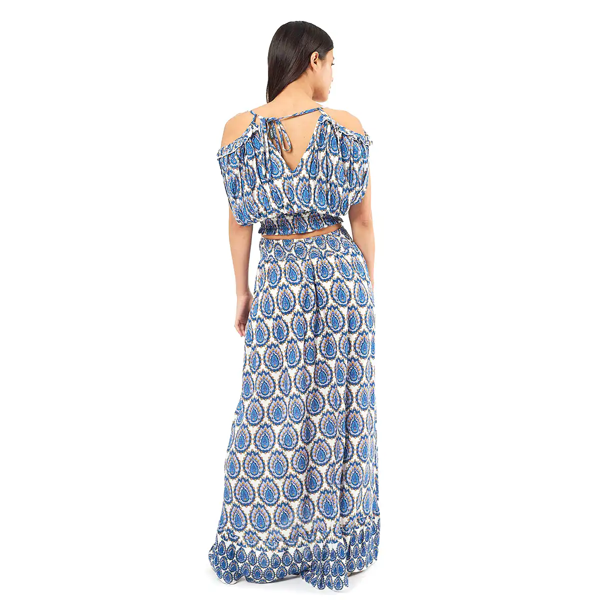 Verde Γυναικείο Σετ Φουστα-Κροπ Τοπ 62-0008 Viscoce Ινδίας Μπλέ