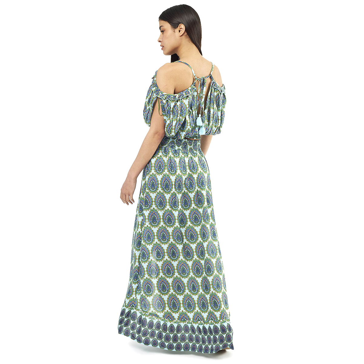 Verde Γυναικείο Σετ Φουστα-Κροπ Τοπ 62-0008 Viscoce Ινδίας Πράσινο