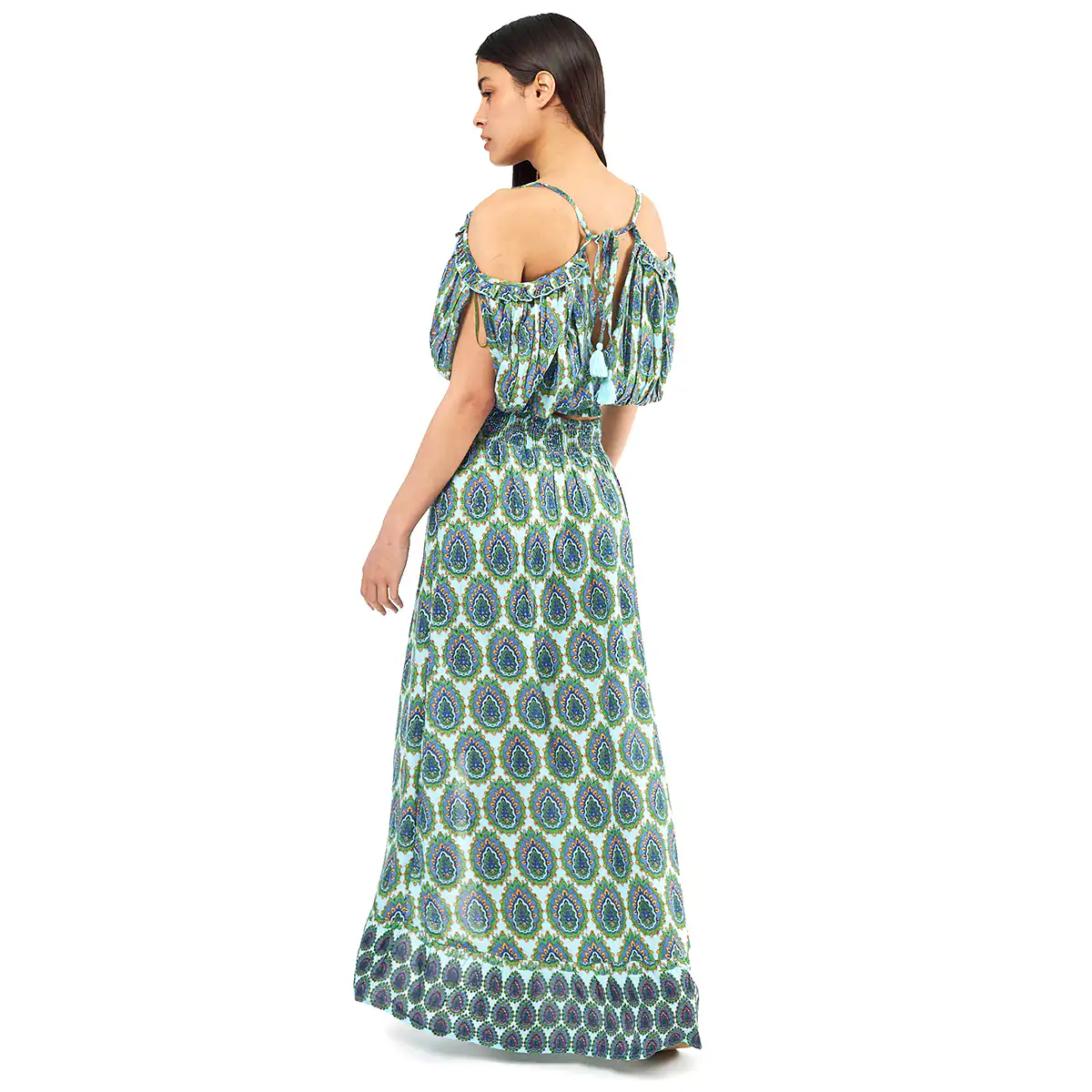 Verde Γυναικείο Σετ Φουστα-Κροπ Τοπ 62-0008 Viscoce Ινδίας Πράσινο