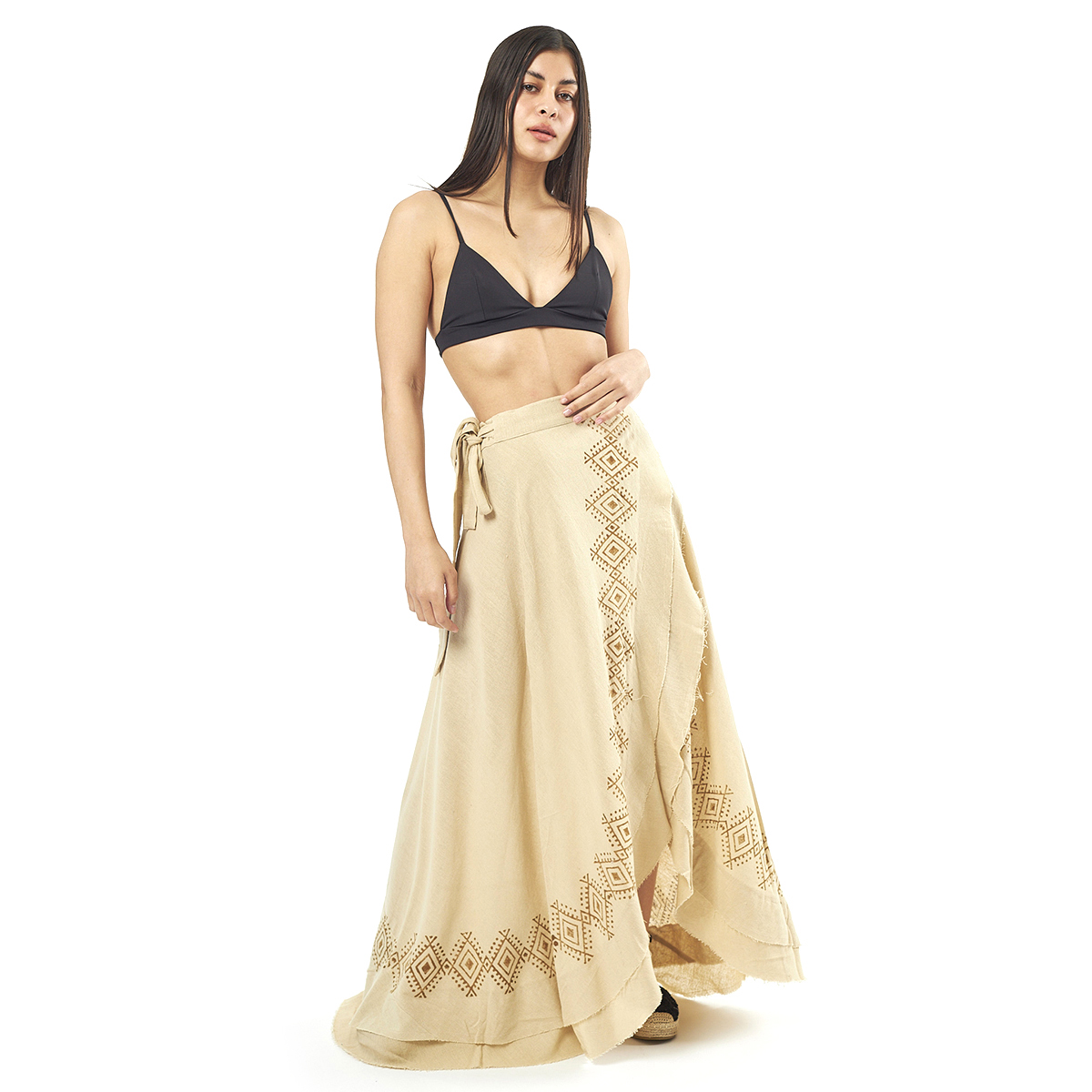 Verde Γυναικεία φούστα 62-0009 Cotton Ινδίας Μπέζ