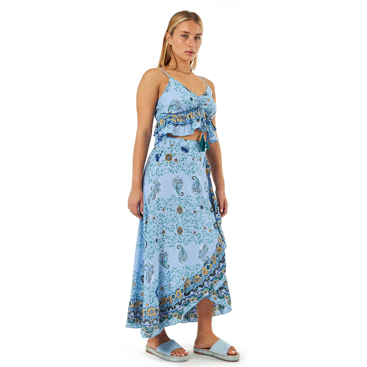 Verde Γυναικεία Φούστα 62-0017 Ρεγιόν Ανοιχτό Μπλε