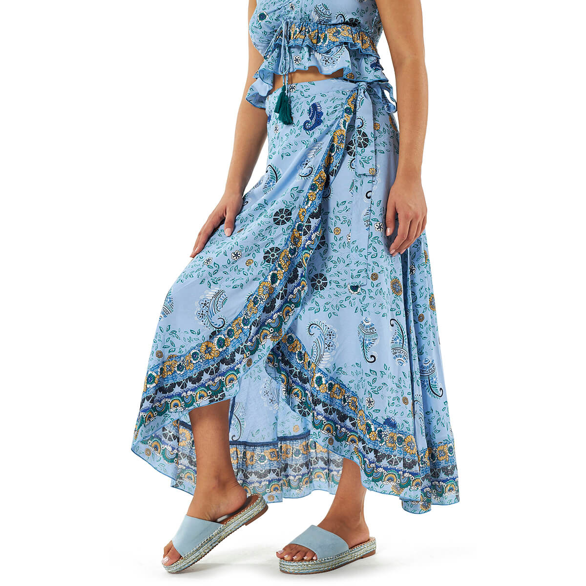 Verde Γυναικεία Φούστα 62-0017 Ρεγιόν Ανοιχτό Μπλε