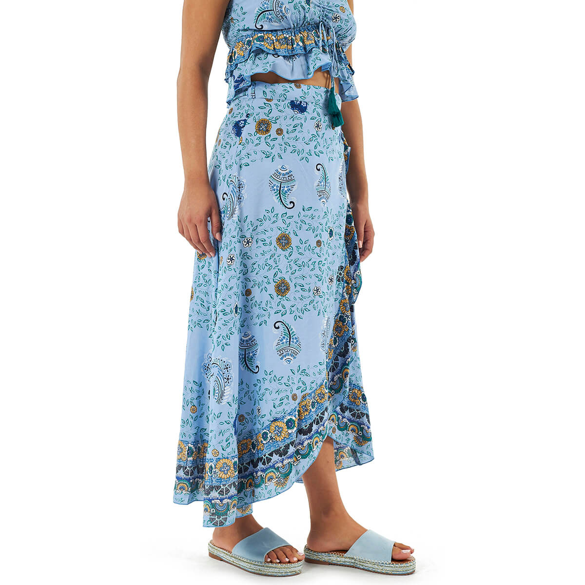 Verde Γυναικεία Φούστα 62-0017 Ρεγιόν Ανοιχτό Μπλε