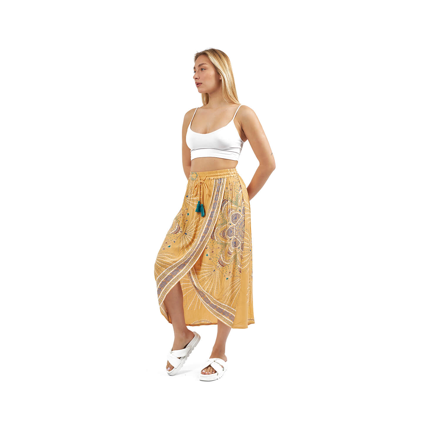 Verde Γυναικεία Φούστα 62-0019 Ρεγιόν Κίτρινο