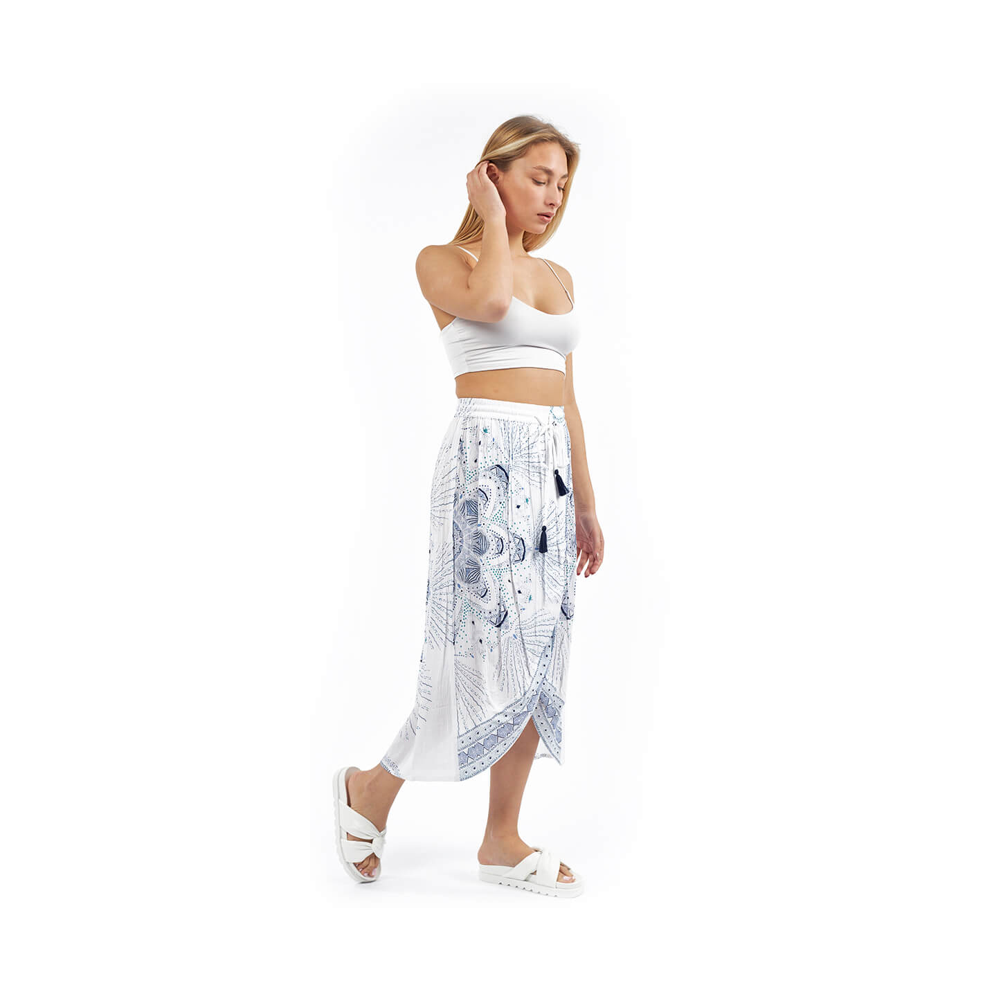 Verde Γυναικεία Φούστα 62-0019 Ρεγιόν Άσπρο