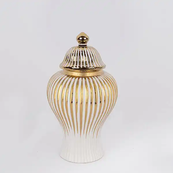 ΒΑΖΟ ΜΕ ΚΑΠΑΚΙ ΚΕΡΑΜΙΚΟ ΛΕΥΚΟ – ΧΡΥΣΟ 19.5x41cm