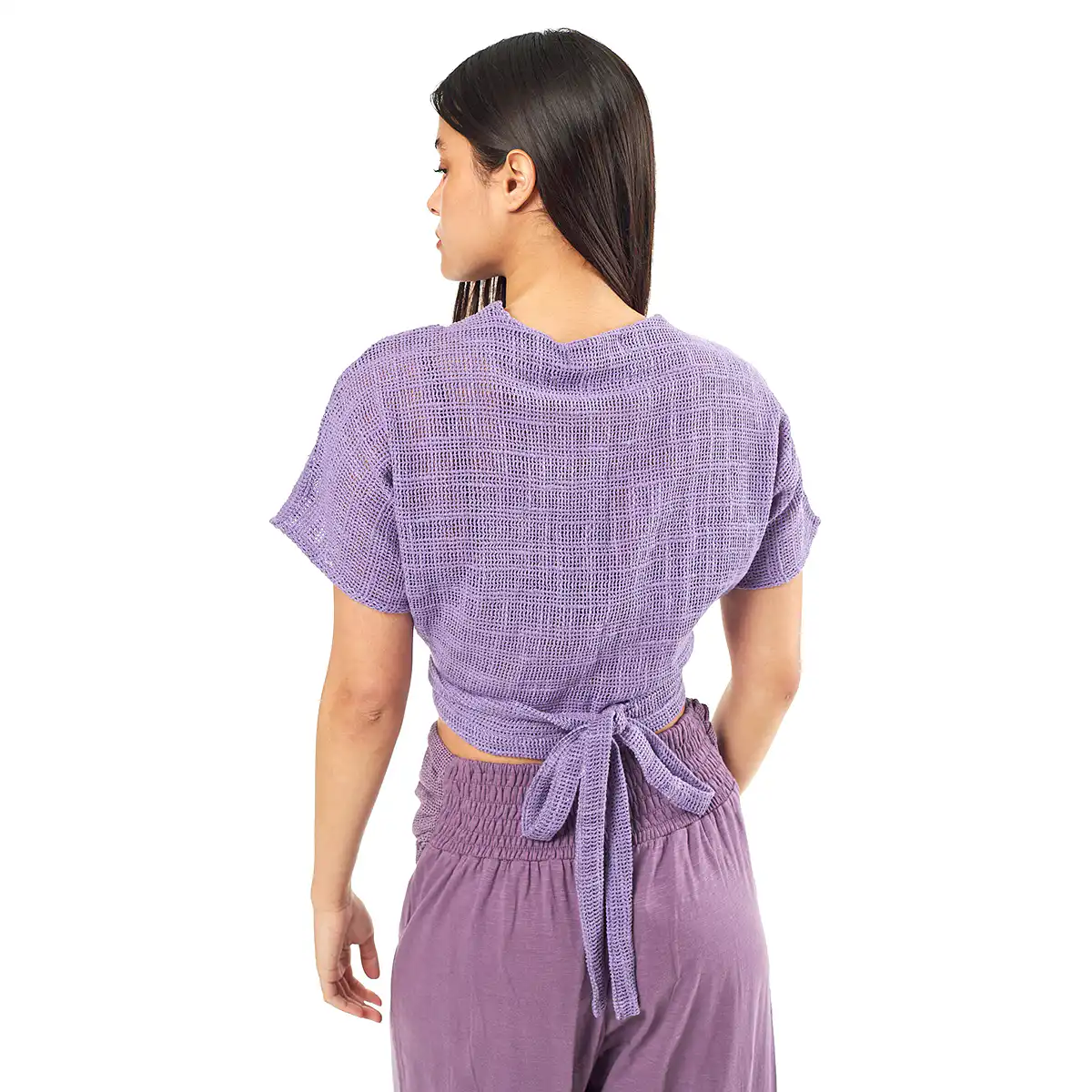 Verde Γυναικείο Κροπ Τοπ 63-0003 Cotton Ινδίας Λιλά