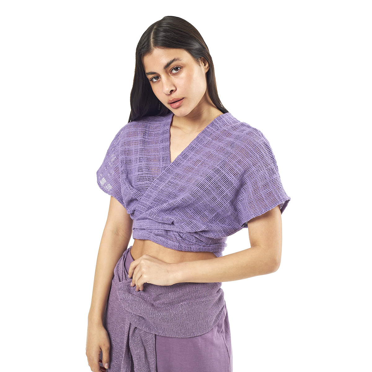 Verde Γυναικείο Κροπ Τοπ 63-0003 Cotton Ινδίας Λιλά