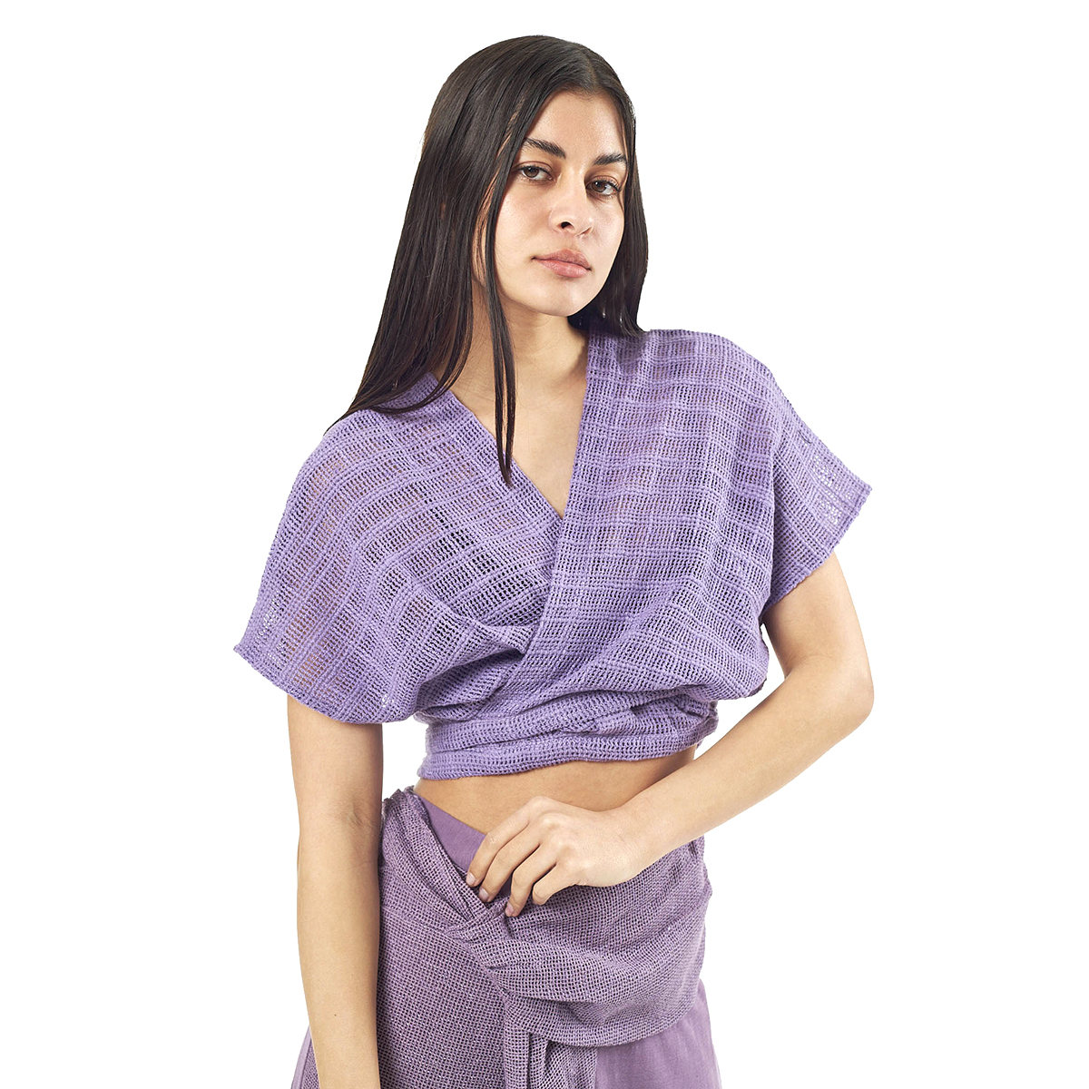 Verde Γυναικείο Κροπ Τοπ 63-0003 Cotton Ινδίας Λιλά