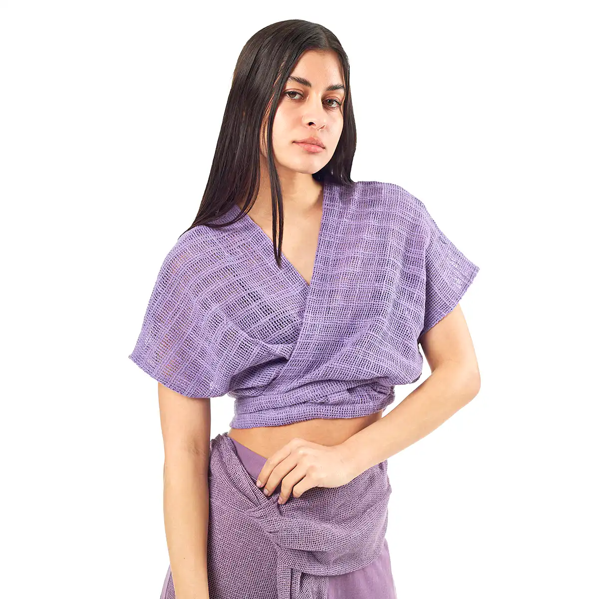 Verde Γυναικείο Κροπ Τοπ 63-0003 Cotton Ινδίας Λιλά