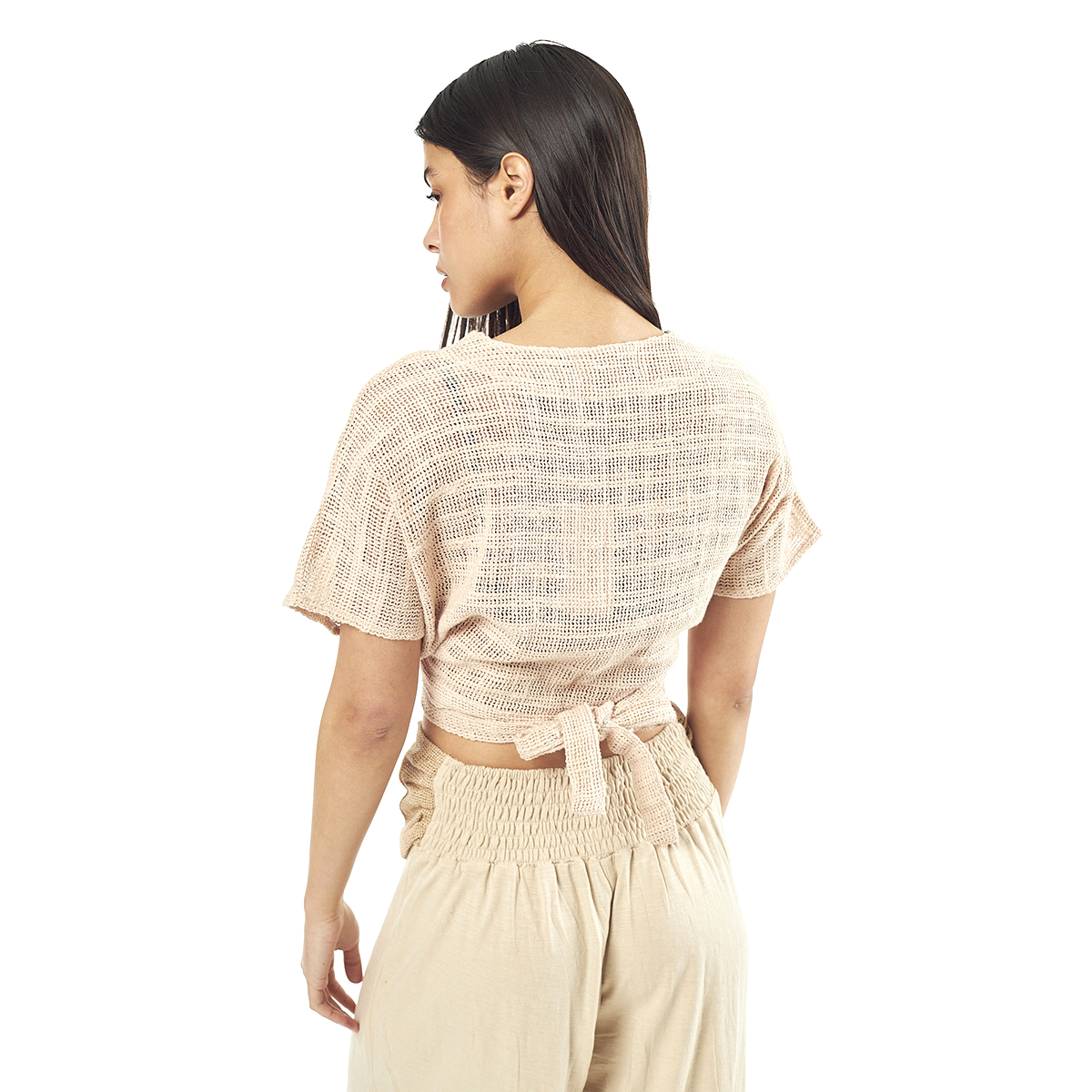 Verde Γυναικείο Κροπ Τοπ 63-0003 Cotton Ινδίας Μπέζ