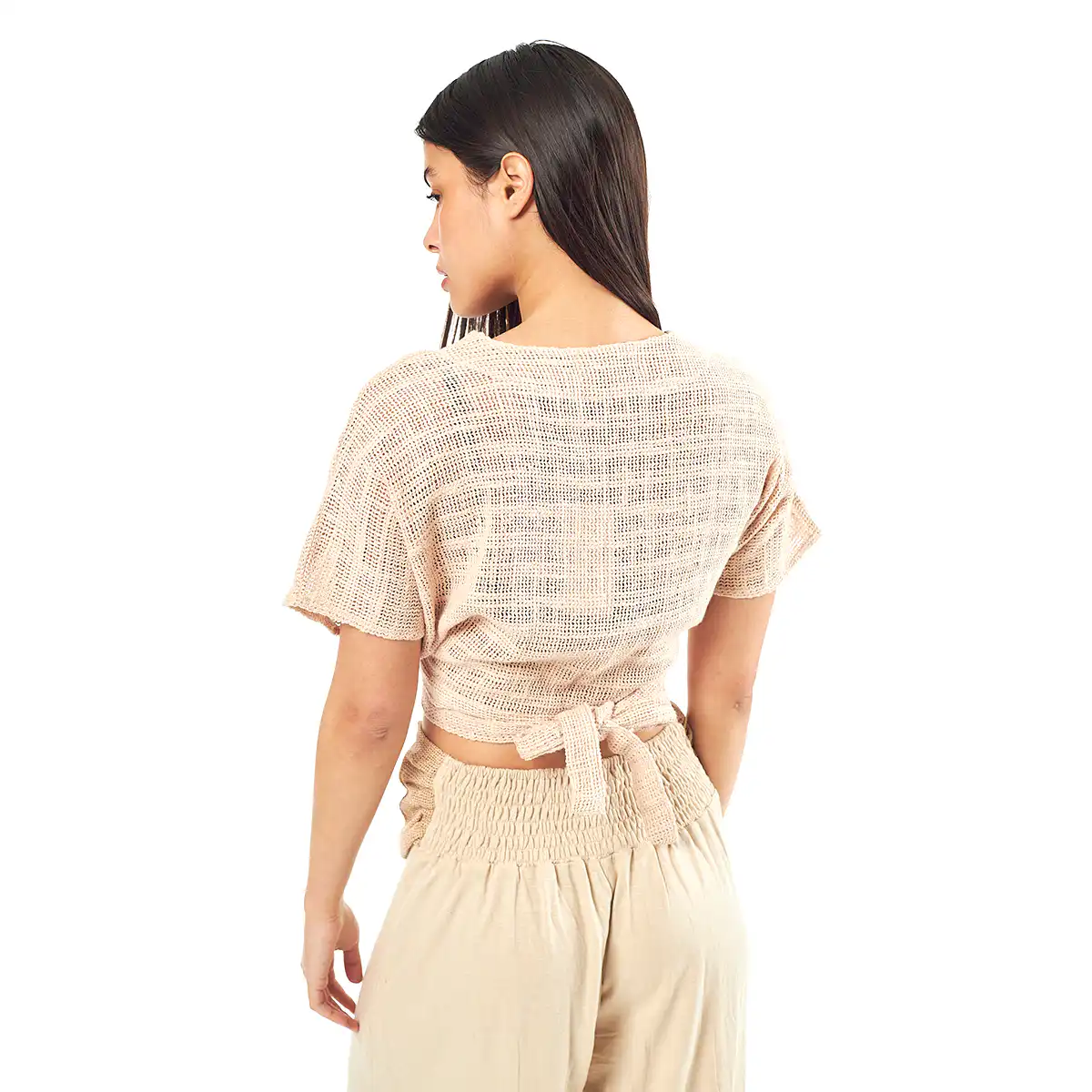 Verde Γυναικείο Κροπ Τοπ 63-0003 Cotton Ινδίας Μπέζ