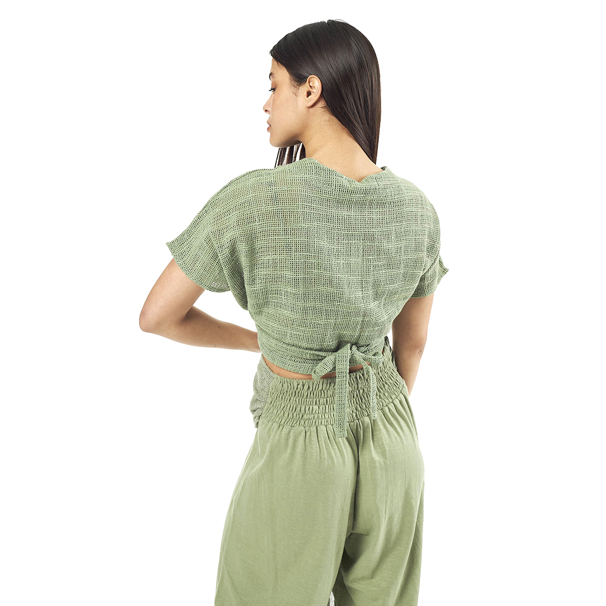 Verde Γυναικείο Κροπ Τοπ 63-0003 Cotton Ινδίας Χακί