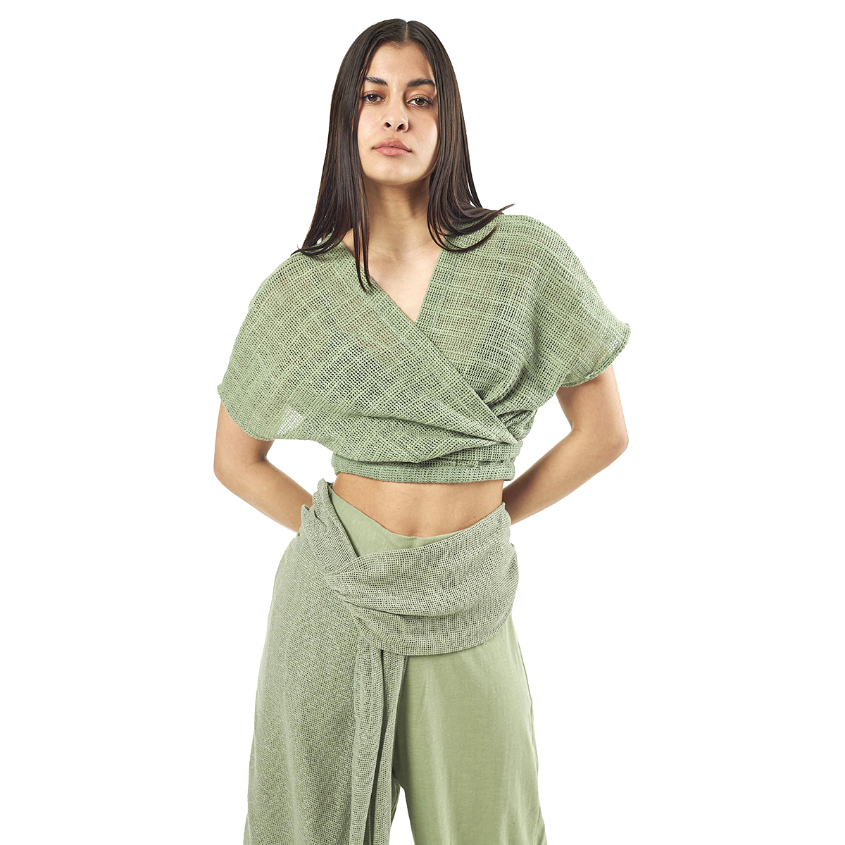 Verde Γυναικείο Κροπ Τοπ 63-0003 Cotton Ινδίας Χακί