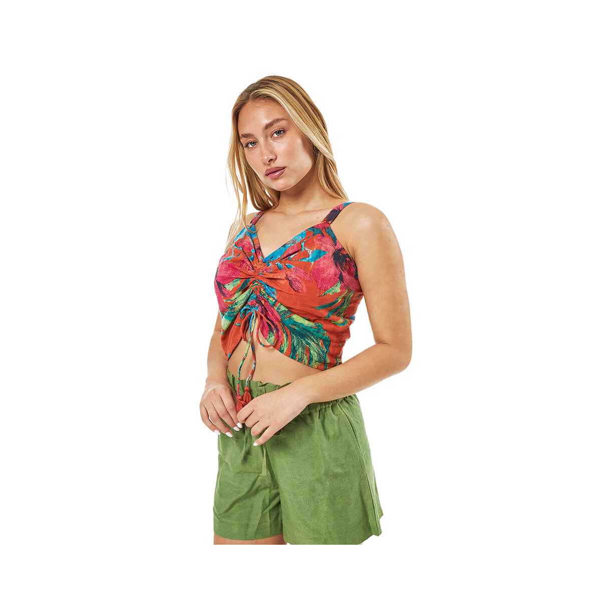 Verde Γυναικείο Κροπ-Τοπ 63-0007 Βαμβακερό Πορτοκαλί